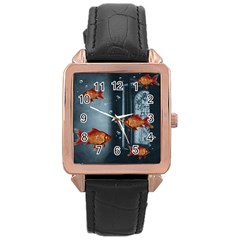 Natural Habitat Rose Gold Leather Watch  by Valentinaart