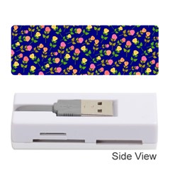 Flowers Roses Floral Flowery Blue Background Memory Card Reader (stick)  by Simbadda