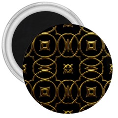 Black And Gold Pattern Elegant Geometric Design 3  Magnets by yoursparklingshop