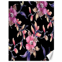 Neon Flowers Black Background Canvas 36  X 48   by Simbadda