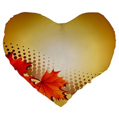 Background Leaves Dry Leaf Nature Large 19  Premium Heart Shape Cushions by Simbadda