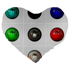 9 Power Buttons Large 19  Premium Heart Shape Cushions by Simbadda