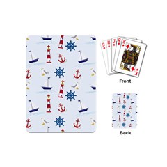 Seaside Nautical Themed Pattern Seamless Wallpaper Background Playing Cards (mini)  by Simbadda