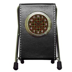 Asian Ornate Patchwork Pattern Pen Holder Desk Clocks by dflcprints