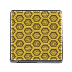 Golden 3d Hexagon Background Memory Card Reader (square) by Amaryn4rt