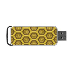 Golden 3d Hexagon Background Portable Usb Flash (one Side) by Amaryn4rt