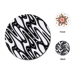 Black And White Wave Abstract Playing Cards (round)  by Amaryn4rt