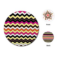 Colorful Chevron Pattern Stripes Playing Cards (round)  by Amaryn4rt