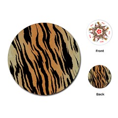 Tiger Animal Print A Completely Seamless Tile Able Background Design Pattern Playing Cards (round)  by Amaryn4rt