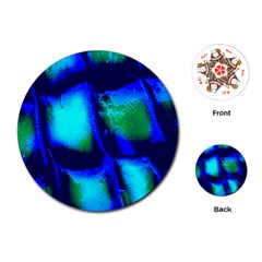 Blue Scales Pattern Background Playing Cards (round)  by Amaryn4rt