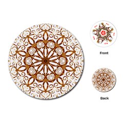 Golden Filigree Flake On White Playing Cards (round)  by Amaryn4rt