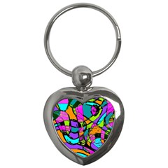 Abstract Art Squiggly Loops Multicolored Key Chains (heart)  by EDDArt