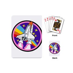 Badge Patch Pink Rainbow Rocket Playing Cards (mini)  by Amaryn4rt