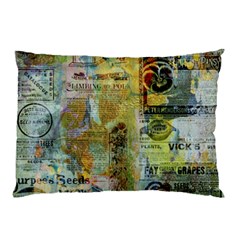 Old Newspaper And Gold Acryl Painting Collage Pillow Case by EDDArt