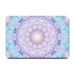 India Mehndi Style Mandala   Cyan Lilac Small Doormat  by EDDArt