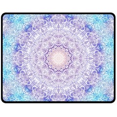 India Mehndi Style Mandala   Cyan Lilac Fleece Blanket (medium)  by EDDArt