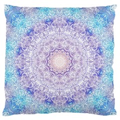 India Mehndi Style Mandala   Cyan Lilac Standard Flano Cushion Case (one Side) by EDDArt