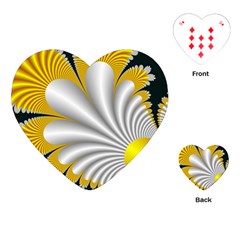 Fractal Gold Palm Tree On Black Background Playing Cards (heart)  by Amaryn4rt