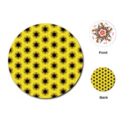 Yellow Fractal In Kaleidoscope Playing Cards (round)  by Amaryn4rt