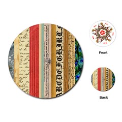 Digitally Created Collage Pattern Made Up Of Patterned Stripes Playing Cards (round)  by Amaryn4rt