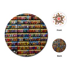 Flower Seeds For Sale At Garden Center Pattern Playing Cards (round)  by Amaryn4rt