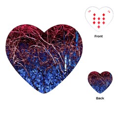 Autumn Fractal Forest Background Playing Cards (heart)  by Amaryn4rt