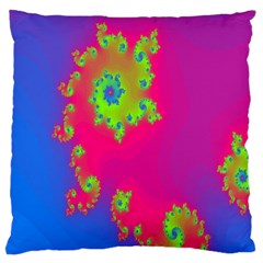 Digital Fractal Spiral Large Cushion Case (one Side) by Simbadda