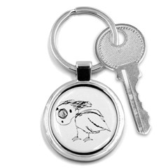 Helpless Bird Sketch Up Drawing Key Chains (round)  by dflcprints