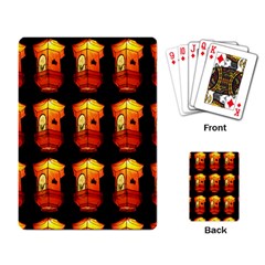 Paper Lanterns Pattern Background In Fiery Orange With A Black Background Playing Card by Simbadda