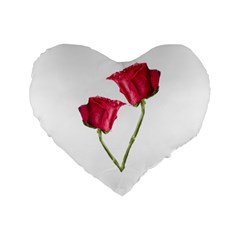 Red Roses Photo Standard 16  Premium Flano Heart Shape Cushions by dflcprints