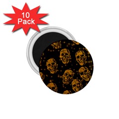 Sparkling Glitter Skulls Golden 1 75  Magnets (10 Pack)  by ImpressiveMoments