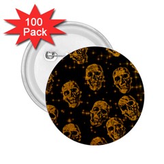 Sparkling Glitter Skulls Golden 2 25  Buttons (100 Pack)  by ImpressiveMoments