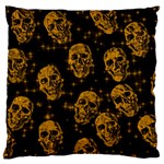 Sparkling Glitter Skulls Golden Large Flano Cushion Case (One Side) Front