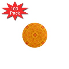 Solar Mandala  Orange Rangoli  1  Mini Magnet (100 Pack)  by bunart