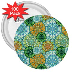 Forest Spirits  Green Mandalas  3  Button (100 Pack) by bunart