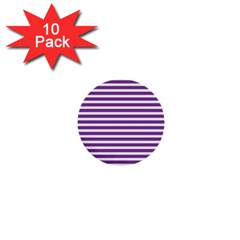 Horizontal Stripes Purple 1  Mini Buttons (10 Pack)  by Mariart