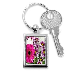 Purple White Flower Bouquet Key Chains (rectangle)  by Simbadda