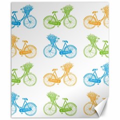Vintage Bikes With Basket Of Flowers Colorful Wallpaper Background Illustration Canvas 8  X 10  by Simbadda