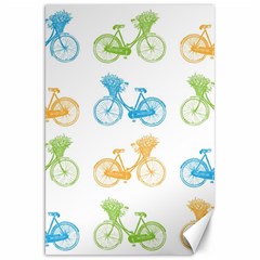 Vintage Bikes With Basket Of Flowers Colorful Wallpaper Background Illustration Canvas 20  X 30   by Simbadda