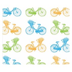 Vintage Bikes With Basket Of Flowers Colorful Wallpaper Background Illustration Double Sided Flano Blanket (small)  by Simbadda
