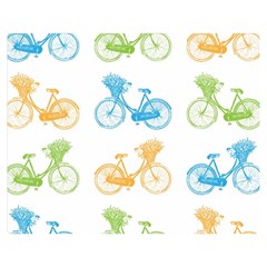 Vintage Bikes With Basket Of Flowers Colorful Wallpaper Background Illustration Double Sided Flano Blanket (medium)  by Simbadda