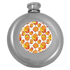 Colorful Stylized Floral Pattern Round Hip Flask (5 Oz) by dflcprints