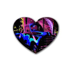 Abstract Artwork Of A Old Truck Heart Coaster (4 Pack)  by Nexatart