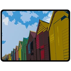 Brightly Colored Dressing Huts Double Sided Fleece Blanket (large)  by Nexatart