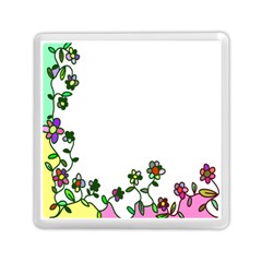 Floral Border Cartoon Flower Doodle Memory Card Reader (square)  by Nexatart