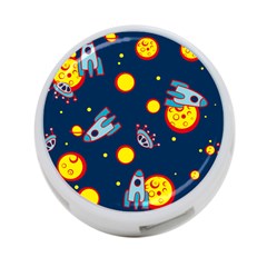 Rocket Ufo Moon Star Space Planet Blue Circle 4-port Usb Hub (two Sides)  by Mariart