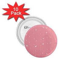 Pink Background With White Hearts On Lines 1 75  Buttons (10 Pack) by TastefulDesigns