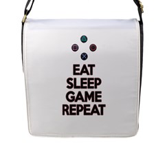 Eat Sleep Game Repeat Flap Messenger Bag (l)  by Valentinaart