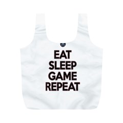 Eat Sleep Game Repeat Full Print Recycle Bags (m)  by Valentinaart