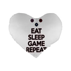 Eat Sleep Game Repeat Standard 16  Premium Flano Heart Shape Cushions by Valentinaart
